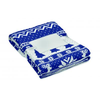 Image of Recycled Nordic Christmas Fleece Blanket In Blue