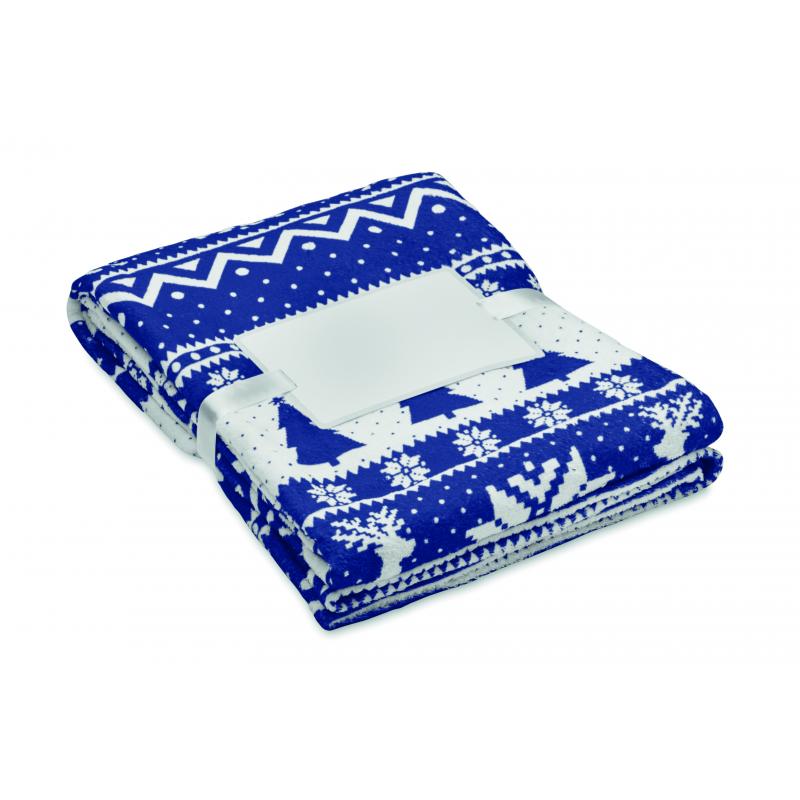 Image of Recycled Nordic Christmas Fleece Blanket In Blue