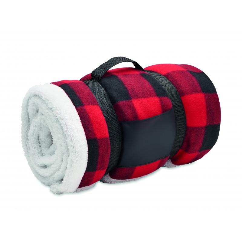 Image of Recycled Checked Sherpa Fleece Blanket