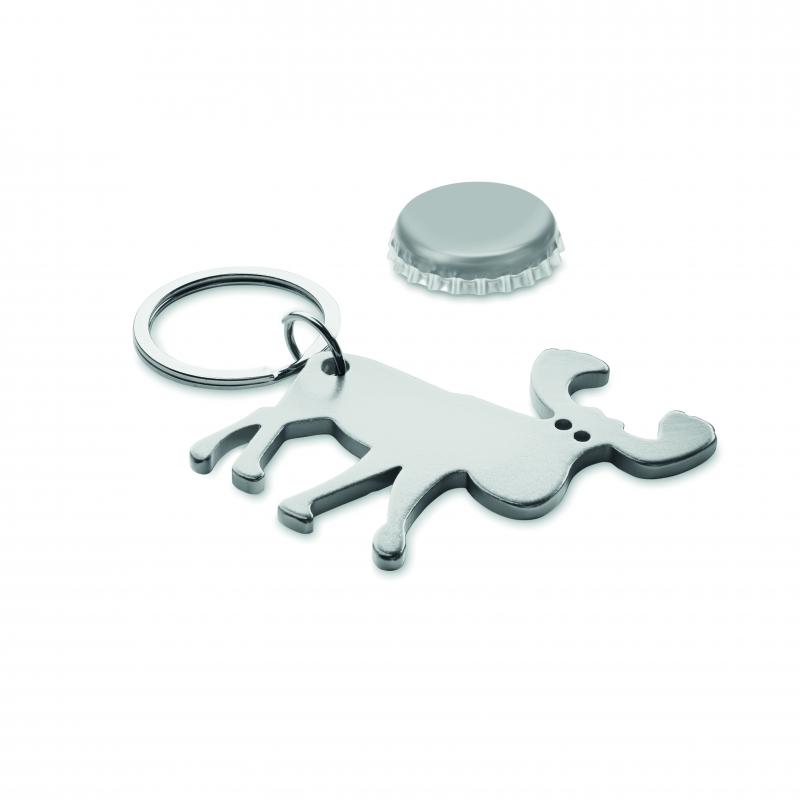 Image of Recycled Christmas Reindeer Bottle Opener Keyring Silver 