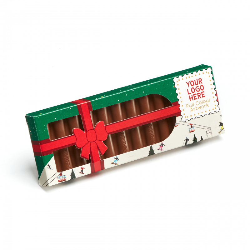 Image of Christmas Eco 12 Baton Bar Box Milk Chocolate Present Box