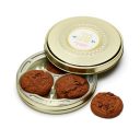 Image of Shallow Gold Treat Tin - Christmas Belgian Chocolate Cookies