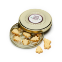 Image of Christmas Shallow Gold Treat Tin with Festive Shortbread Biscuits