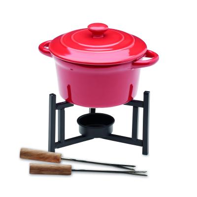 Image of Red Ceramic Fondue Gift Set for Two