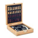 Image of Chess & Wine Gift Set In Bamboo Gift Box