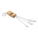 Image of Bamboo Charging Cable Keyring with Phone Stand 