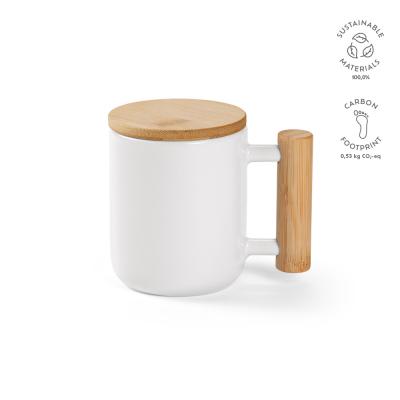 Image of Douro Mug Porcelain 380ml with Bamboo Handle & Lid