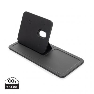 Image of Swiss Peak 3 in 1 RCS Recycled PU Wireless Charger Desk Tray