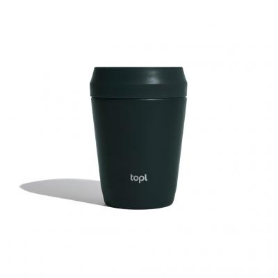 Image of Topl Recycled Steel To Go Cup Patented 360 Lid 235ml Charcoal Grey