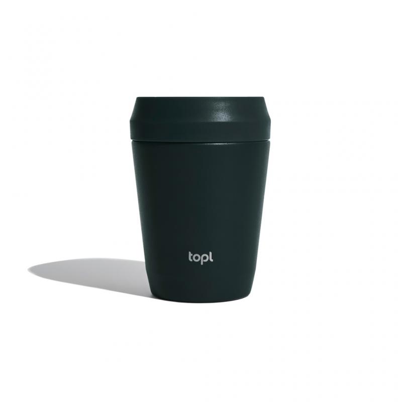 Image of Topl Recycled Steel To Go Cup Patented 360 Lid 235ml Charcoal Grey