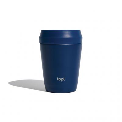 Image of Topl Recycled Steel To Go Cup Patented 360 Lid 235ml Navy Blue