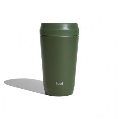 Image of Topl Recycled Steel To Go Cup 360 Lid 354ml Olive Green