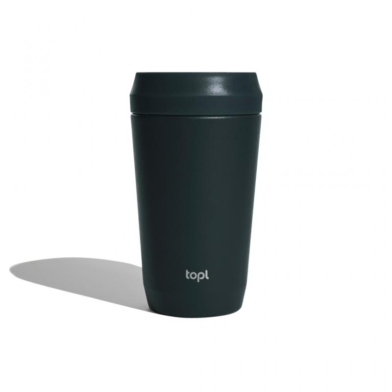 Image of Topl Recycled Steel To Go Cup 360 Lid 354ml Charcoal Grey