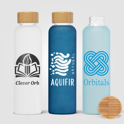 Image of Lucerne 590 ml Frosted Borosilicate Glass Bottle with Bamboo Lid