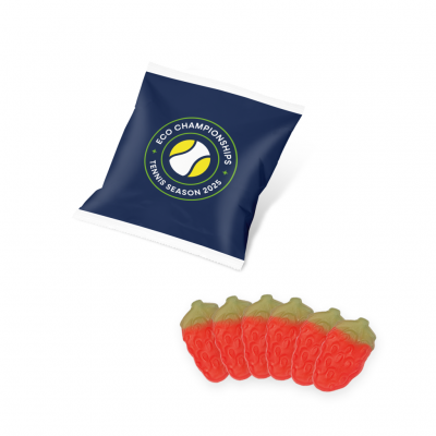 Image of Giant Haribo Strawberries Sweets in Printed Flow Bag