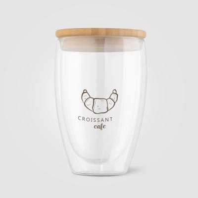 Image of Sculpture 355 ml Double Wall Glass Tumbler with Bamboo Lid