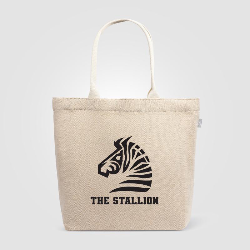 Image of Savannah Cotton & Jute Tote with Herringbone Pattern