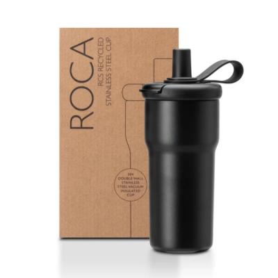 Image of Roca Recycled Stainless Steel Cup with Straw 600ml
