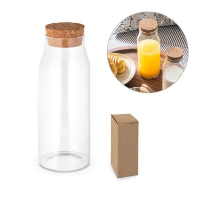Image of Borosilicate Glass Bottle With Cork Lid 1L